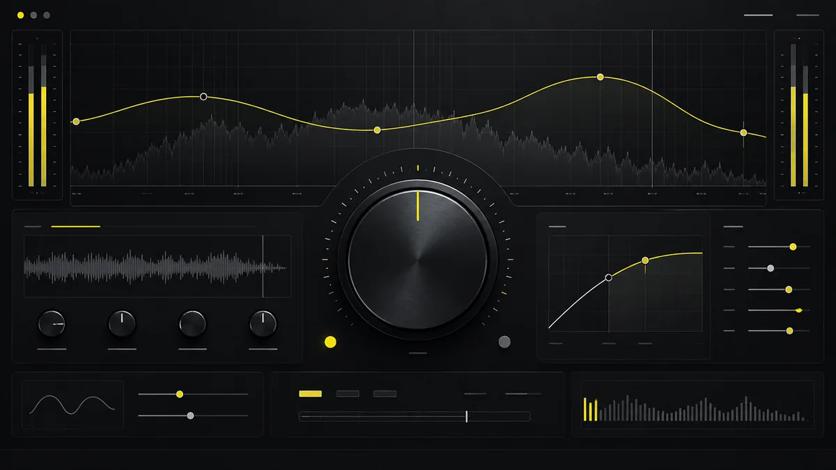 Illustrative concept of professional audio software controls