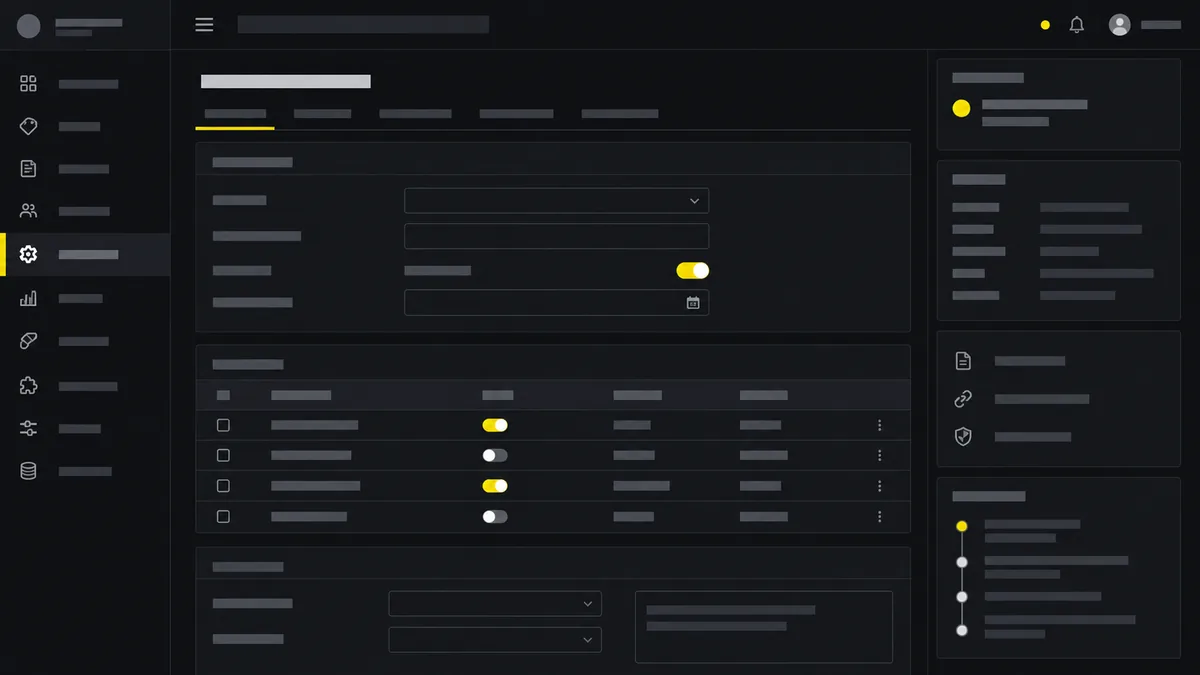 Illustrative concept of a modular e-commerce administration interface